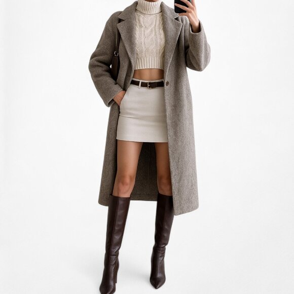 Mango Oversized Wool Blend Peacoat Style Knee Length Coat Jacket Size XS - Picture 2 of 6